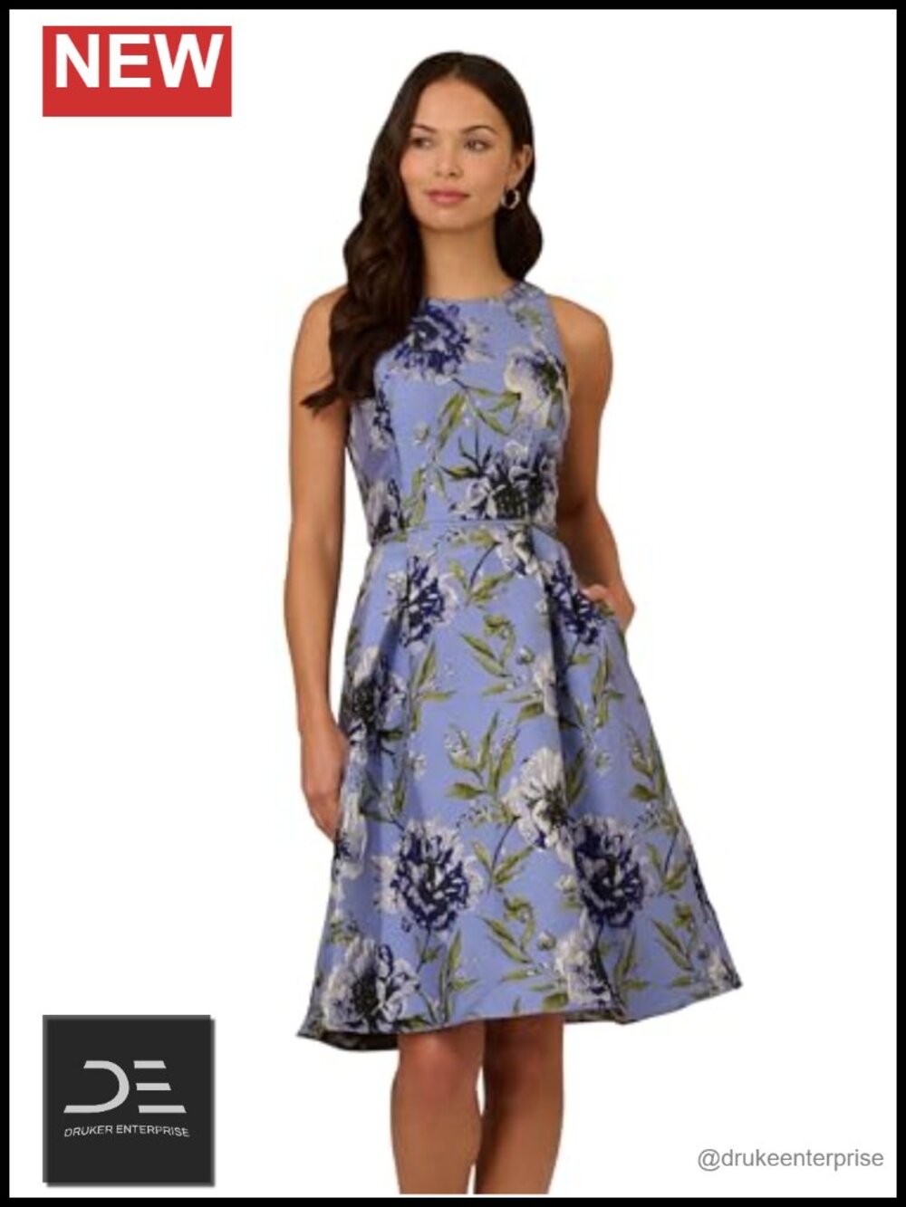 Beaded Jacquard Short Dress Sleeveless Fit & Flare Cocktail Party